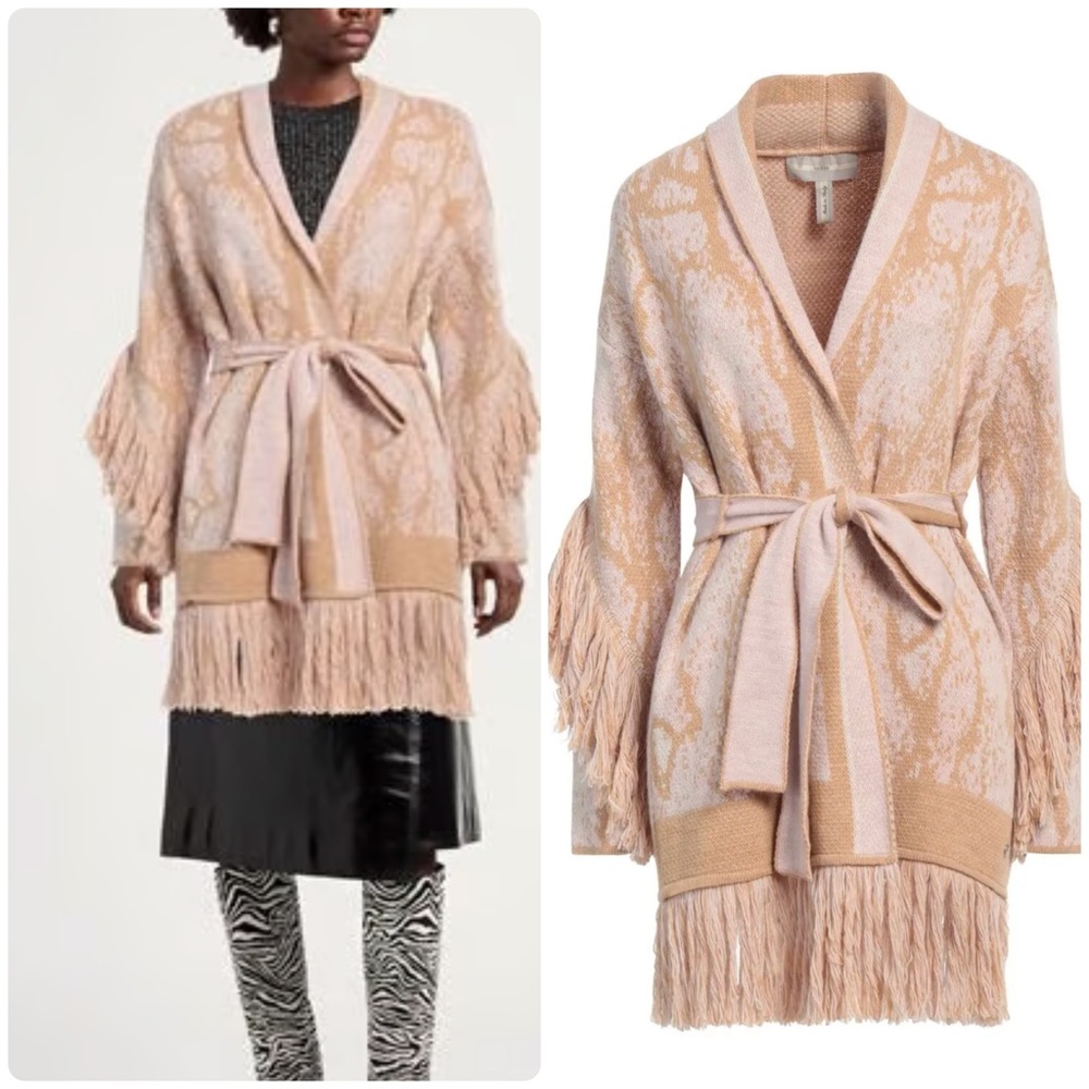G by Guess Light Tan Fringe Cardigan